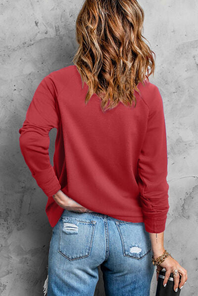 Heart Pearl Detail Round Neck Sweatshirt