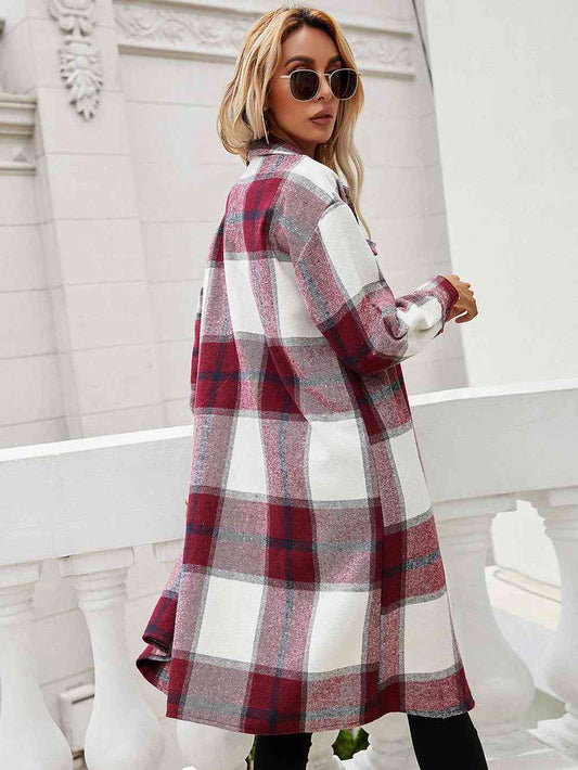 Plaid Longline Shirt Jacket